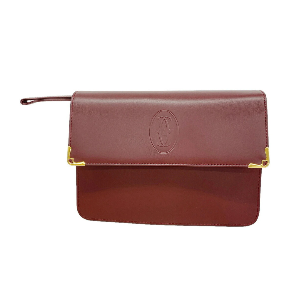 Cartier Must Leather Clutch Bag, Bordeaux, Men's P3563255